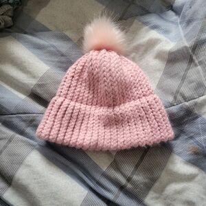 Cozy Pink Knit Beanie with Pom Pom